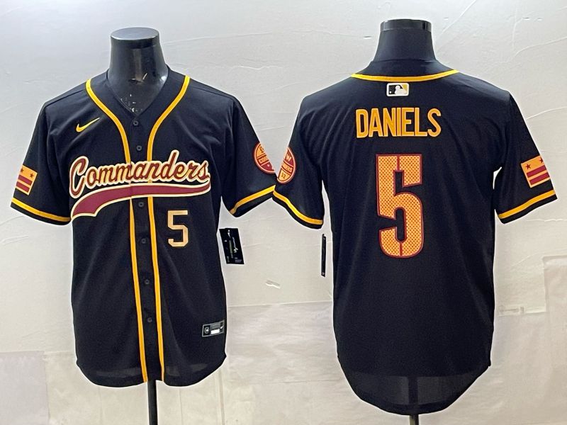 Men 2025 Nike Washington Commanders #5 Daniels Black 3th generation Joint Name Limited NFL Jersey 0010